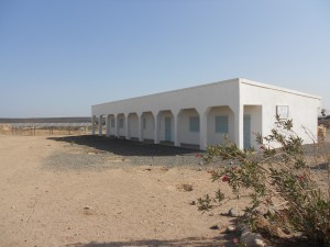 the school with the panels in the background